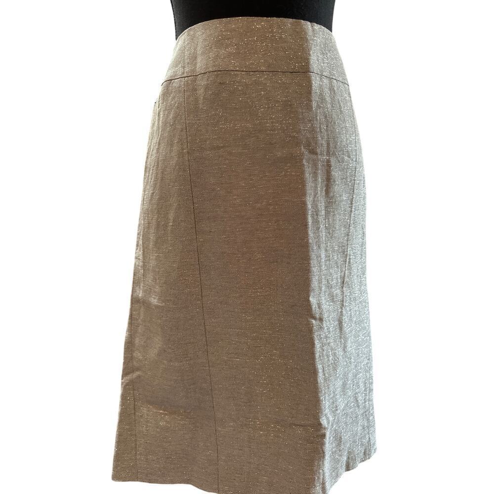 Women’s Lafayette 148 Sparkly Silver Knee-Length Skirt Sz 14